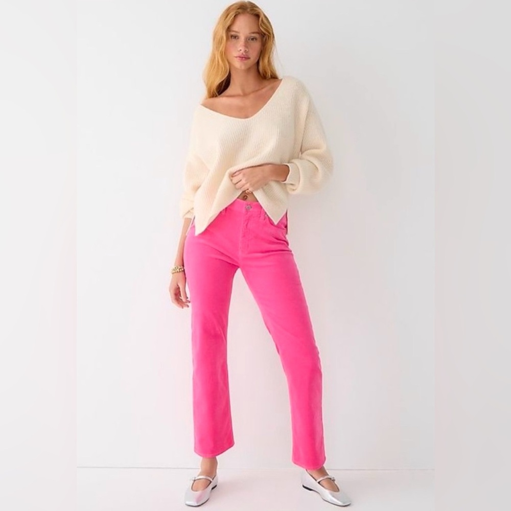 NEW J.Crew Women’s Slim Wide Leg Crop‎ Pant Intense Pink 25P Petite Barbiecore